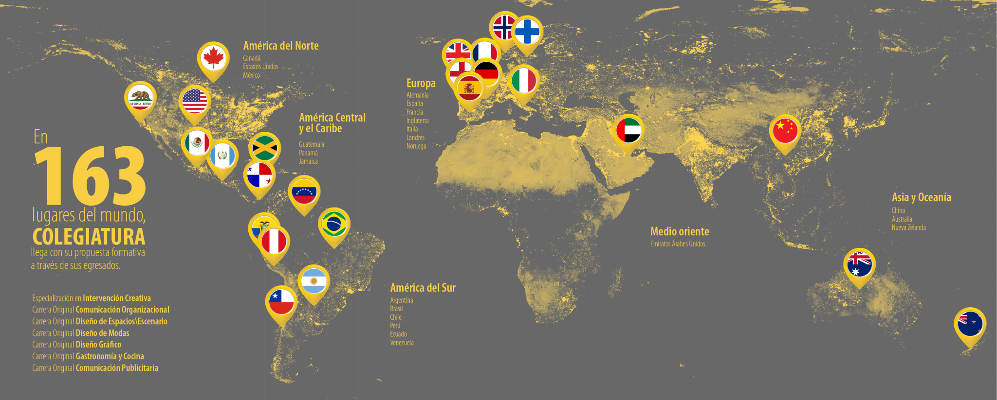 MAPA MUNDO EGRESADOS EN EL MUNDO